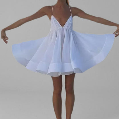 Damen Sommerkleid V-Ausschnitt Verspieltes Saumdesign