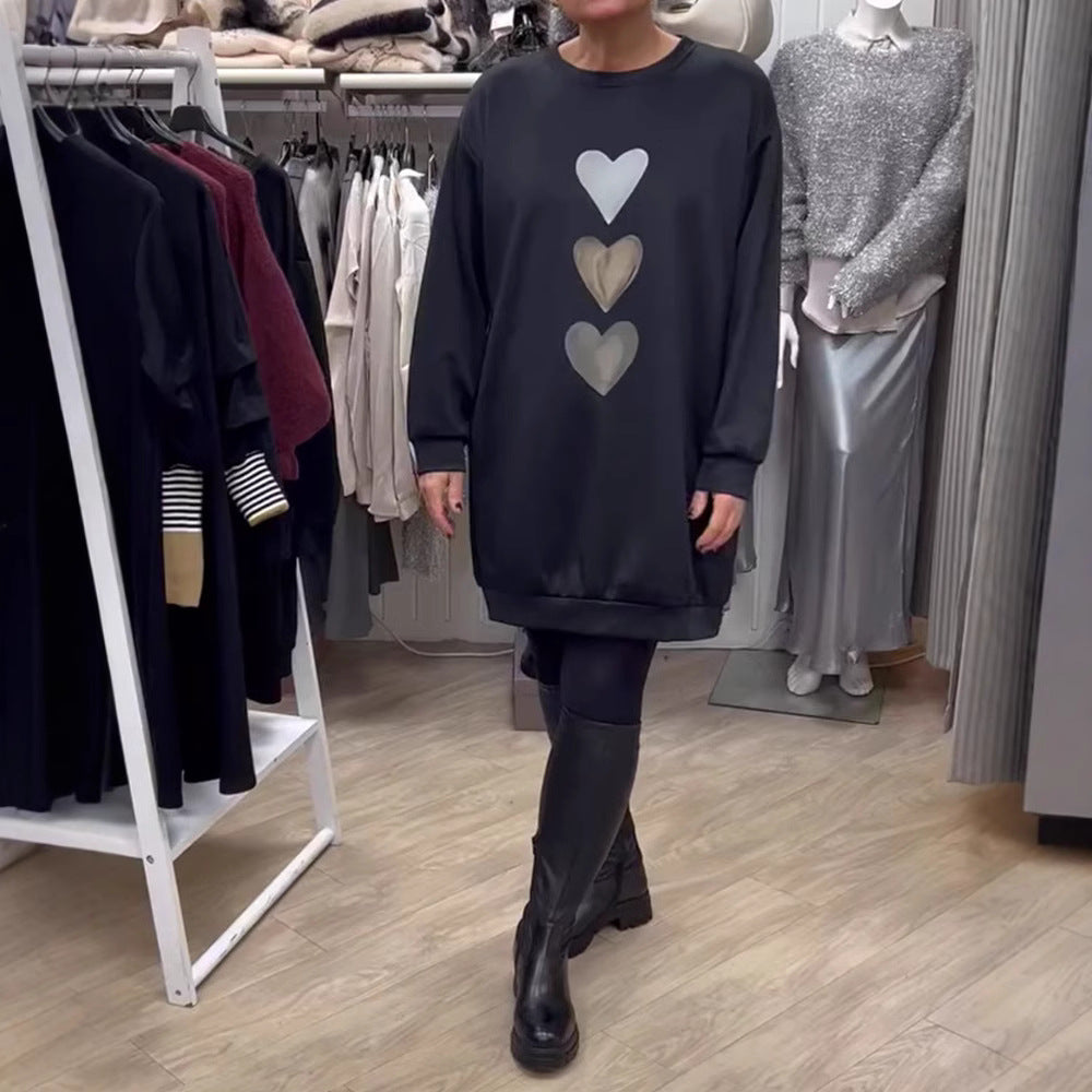 Damen Kapuzenshirt Herzmotiv Locker Passform - Norvielle