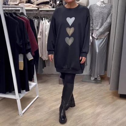 Damen Kapuzenshirt Herzmotiv Locker Passform - Norvielle