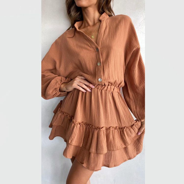 Damen Blusenkleid Rüschendetails Tailliert Norvielle