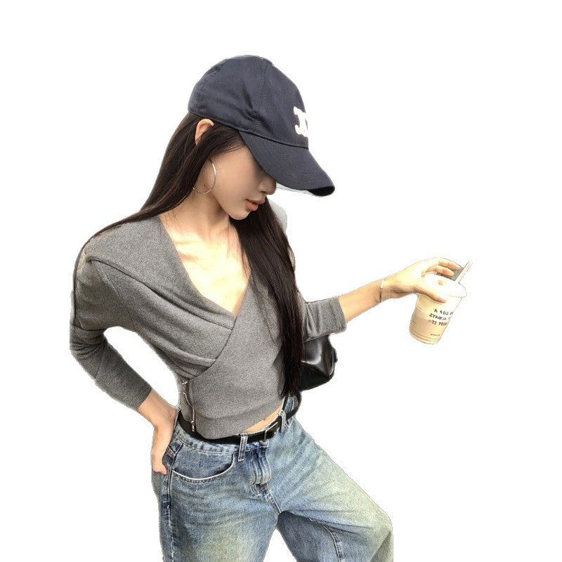 Damen Hoodie Lässig Tiefes V-Ausschnitt Norvielle