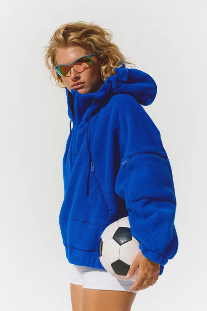 Damen Fleecejacke Große Taschen Hohe Kapuze Norvielle