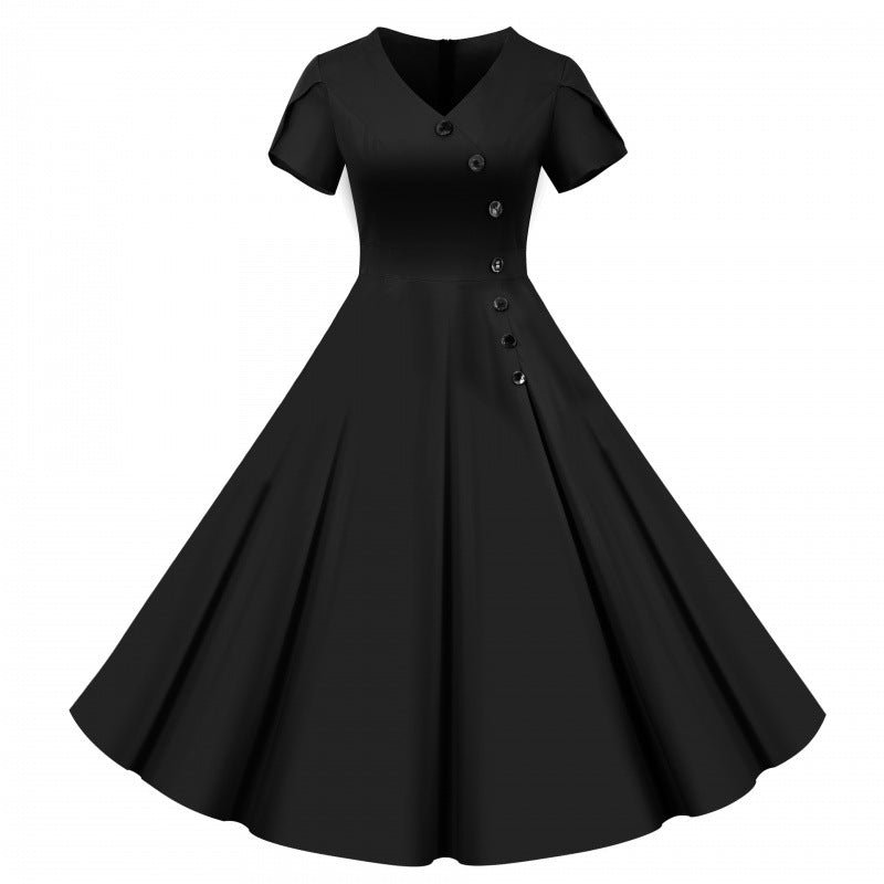 Damen Swingkleid V-Ausschnitt Weit Rock Norvielle
