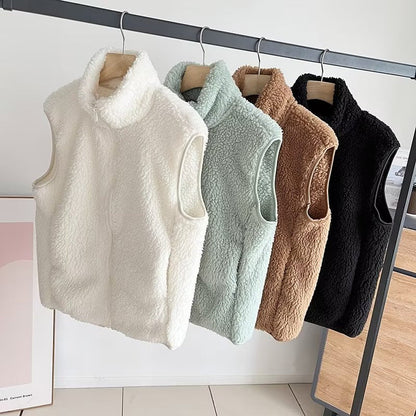 Damen Fleece-Weste Hochkragen Norvielle Kuschelig Beige - Norvielle