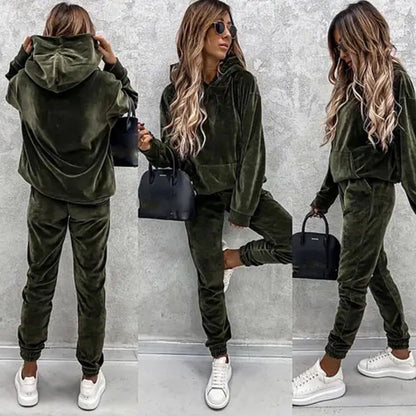 Damen Fleece-Jogginganzug Hochkragen Elastisch Norvielle