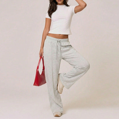 Damen Sweathose Weit Elastischer Bund Seitentaschen