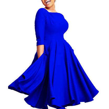 Damen A-Linien Kleid mit V-Ausschnitt und Taschen Norvielle