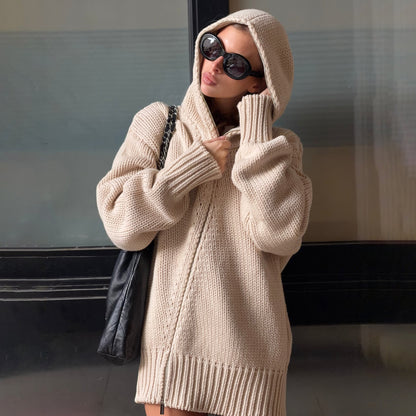 Damen Strickpullover mit Kapuze Groß Norvielle