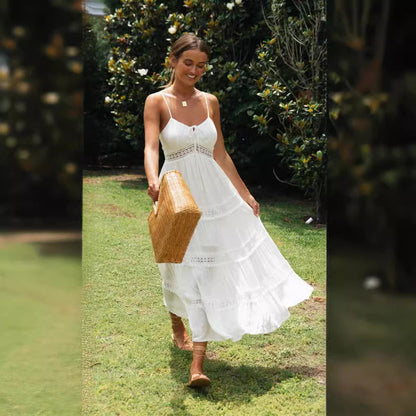 Damen Maxikleid mit Knoten und Rüschen Norvielle