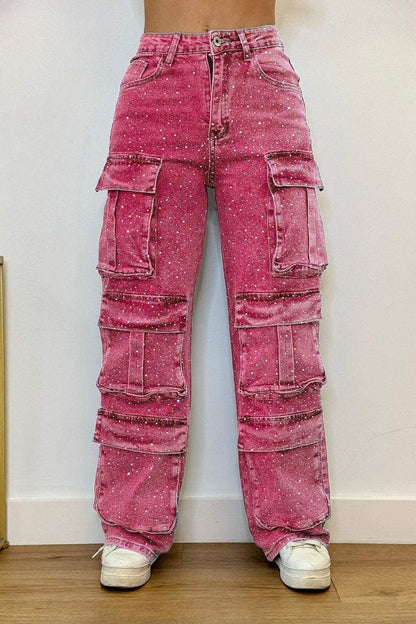Damen Cargo-Hose Trend-Taschen Modern Wasch-Effekt