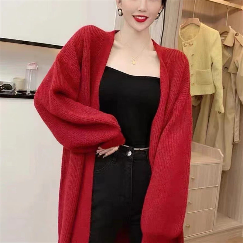 Damen Strickcardigan Langärmelig Weich Voluminös Norvielle