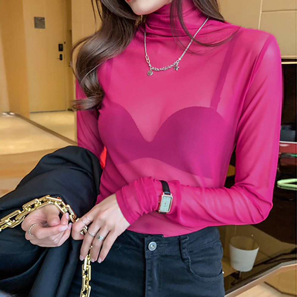 Damen Turtleneck-Pullover Durchsichtig Norvielle