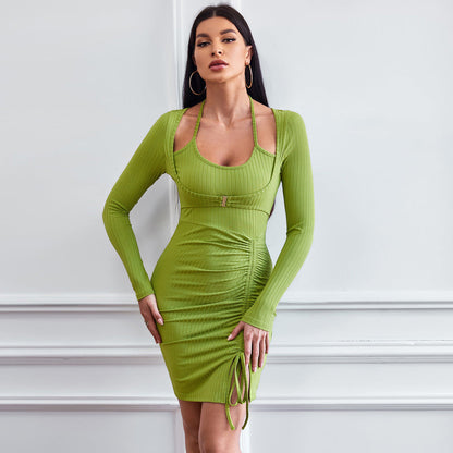 Damen Minikleid Rüschendetails Cut-Out - Norvielle