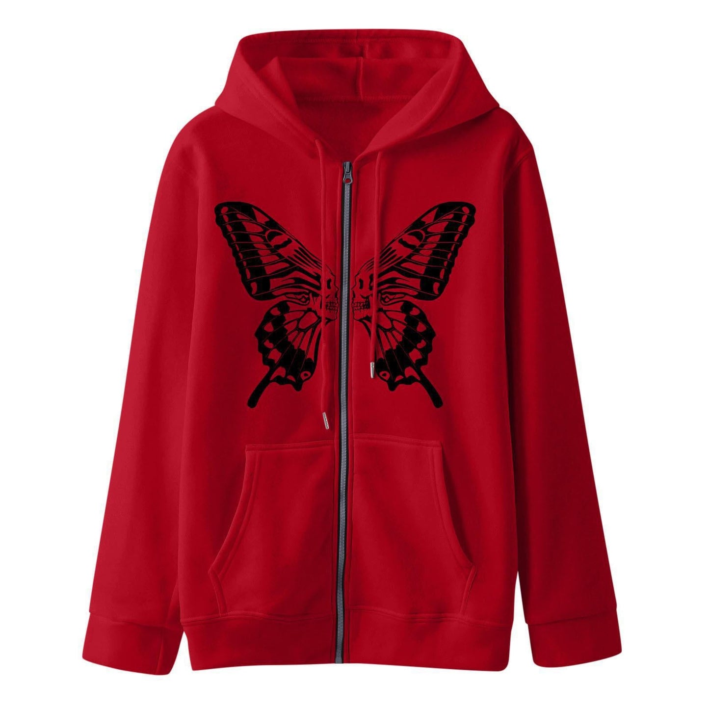 Damen Kapuzensweatjacke Schmetterlingsdruck
