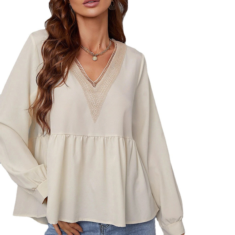 Damen Bluse Spitze Ärmel Norvielle