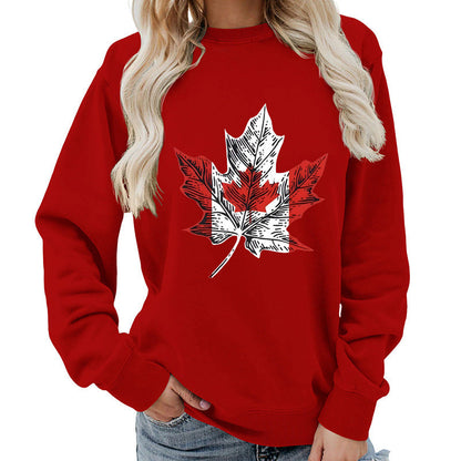 Damen Sweatshirt Ahornblatt-Motiv Gemütlich Norvielle
