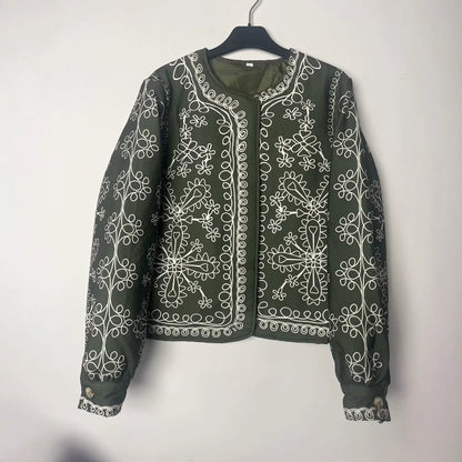 Damen Patchwork-Jacke Florales Muster Elegant