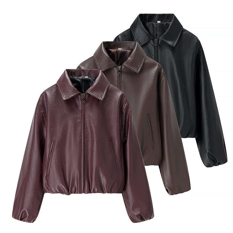 Damen Kunstlederjacke Elastischer Bund Norvielle