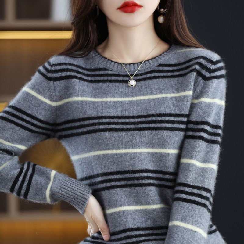 Damen Streifenpullover Modern Gemütlich Norvielle