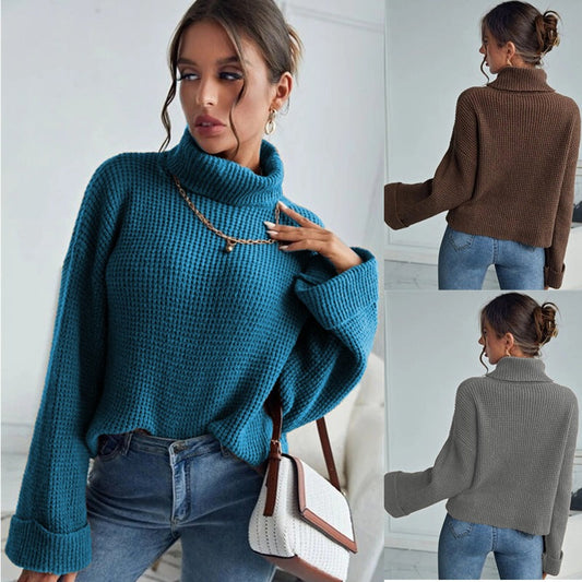 Damen Strickpullover Hochkragen Strukturierte Ärmel Norvielle - Norvielle