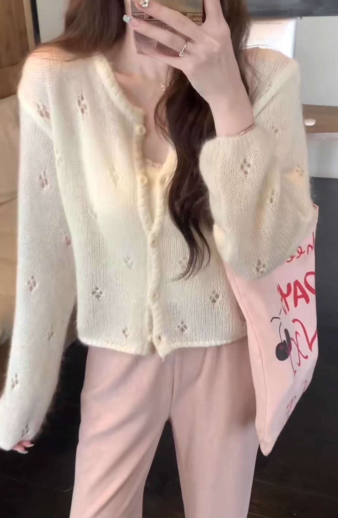 Damen Strickjacke Blütenmuster Norvielle