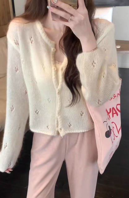 Damen Strickjacke Blütenmuster Norvielle