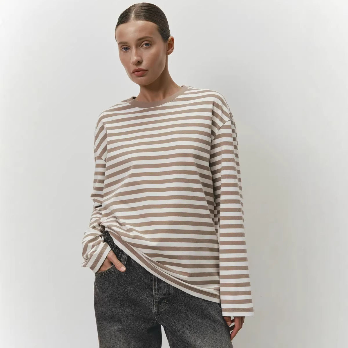 Damen Streifen T-Shirt Langärmlig Norvielle