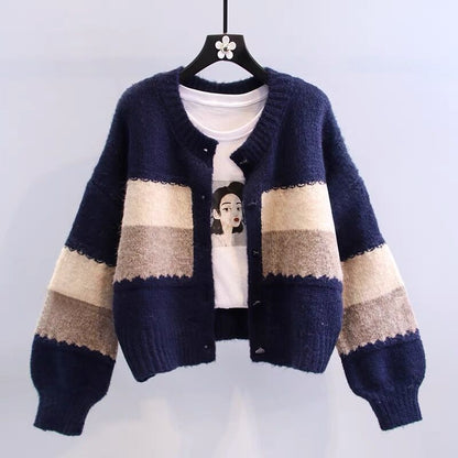Damen Strickjacke Kontraststreifen Norvielle