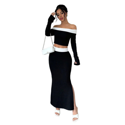 Damen Off-Shoulder Crop- Set mit Maxirock Norvielle