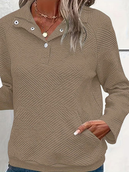 Damen Stepppullover Durchgehender Reißverschluss Praktische Taschen