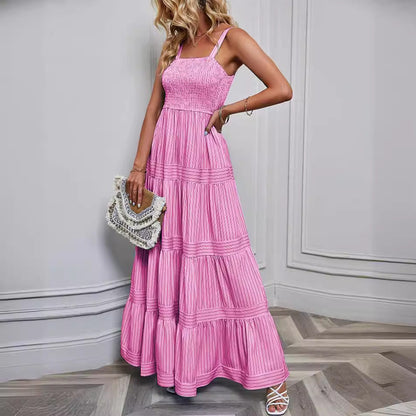 Damen Plissiertes Maxikleid Elastisch Voluminöser Rock Norvielle
