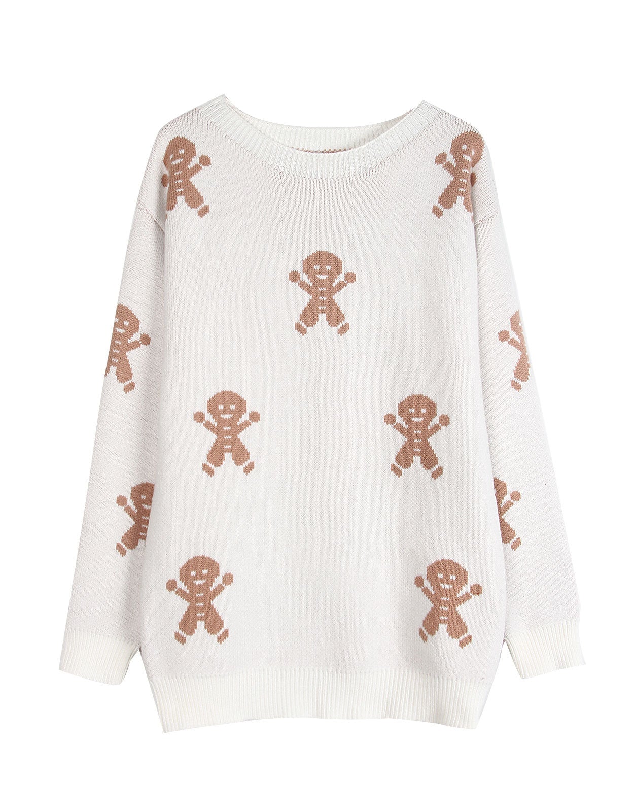 Damen Strickpullover Lebkuchenmotiv Weitschnitt Norvielle
