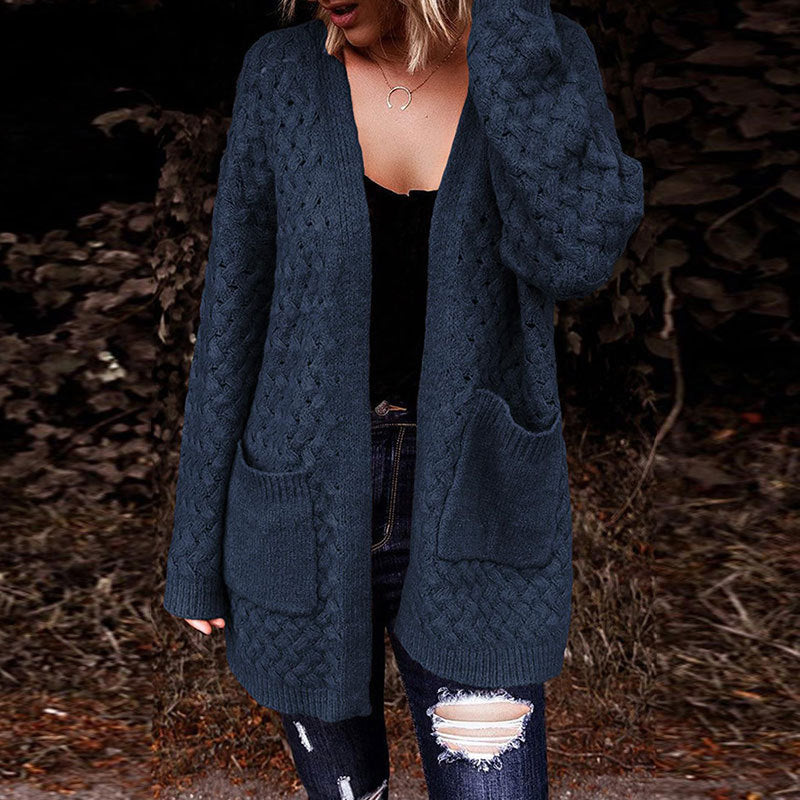 Damen Strickjacke Strukturiertes Muster Beige - Norvielle