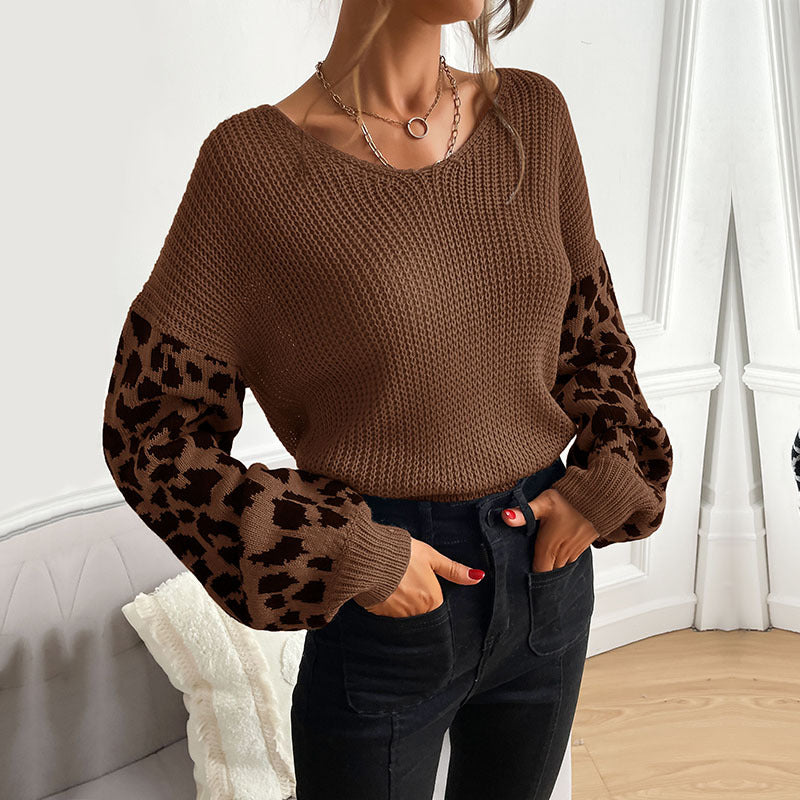 Damen Strickpullover mit Tiermuster Ärmel Norvielle