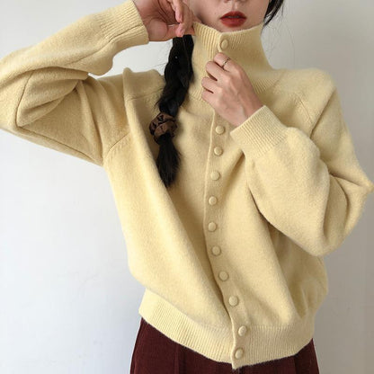 Damen Cardigan Knopfverschluss Feinripp Norvielle Beige
