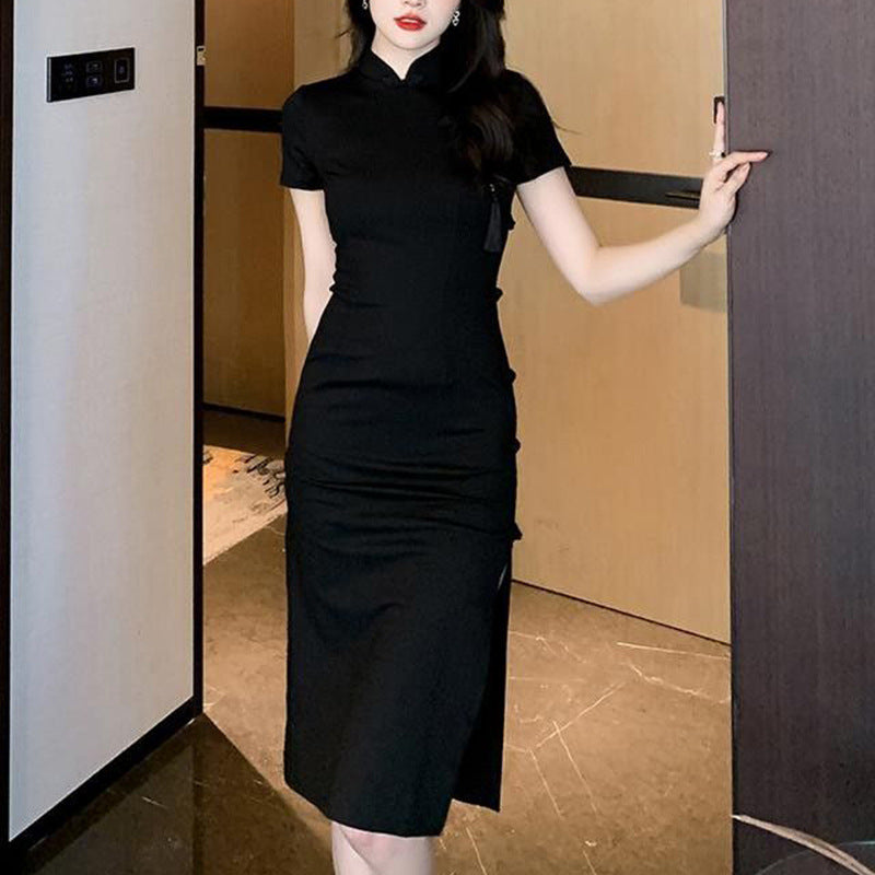 Damen Bodycon-Kleid Kurzärmelig Hochschlitz Norvielle