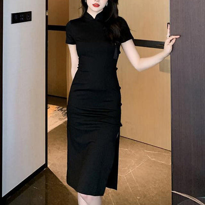 Damen Bodycon-Kleid Kurzärmelig Hochschlitz Norvielle