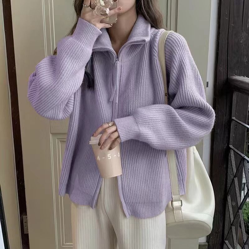 Damen Strickjacke Asymmetrischer Reißverschluss Norvielle - Norvielle