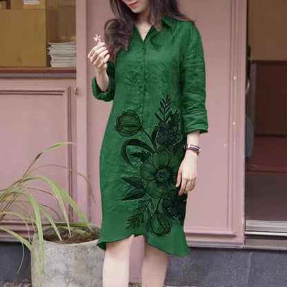 Damen Blusenkleid mit Blumenmuster Tailliert Norvielle