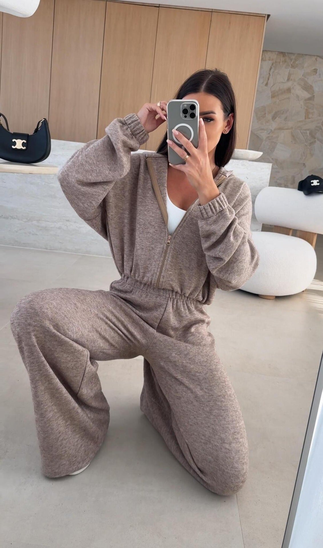 Damen Pyjama-Anzug Langbein Kapuze Norvielle