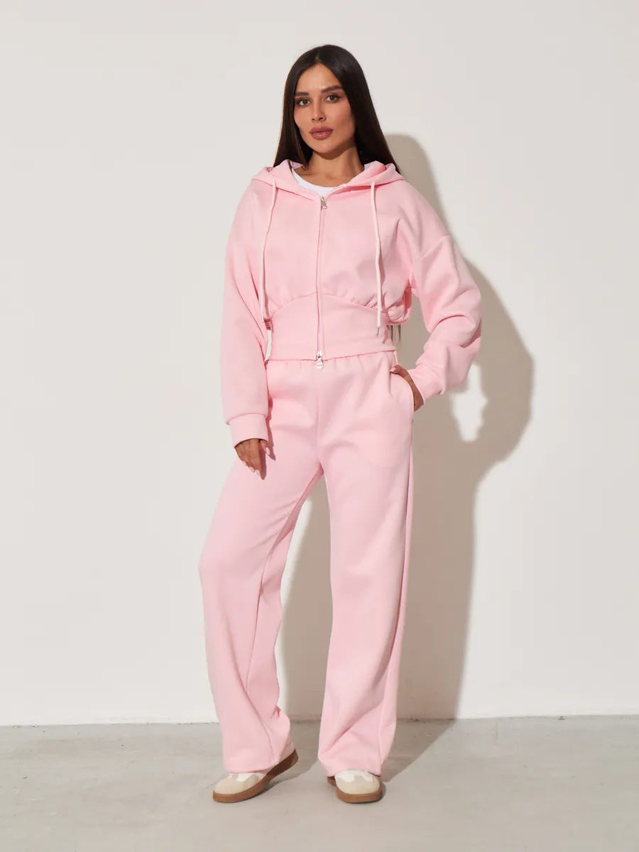 Damen Kapuzenoberteil und Sweatpants-Set Hochtailliert mit