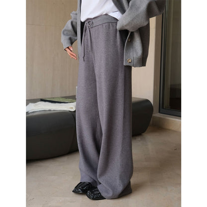 Damen Palazzo-Hose Elastischer Bund Hochtaillierter Stil Schwarz - Norvielle