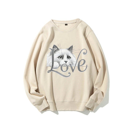 Damen Sweatshirt Katzenmotiv Lässiger Schnitt Norvielle