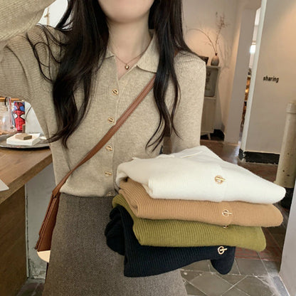 Damen Strickpullover mit Knöpfen und Rippmuster Fein Norvielle - Norvielle