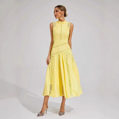 Damen Midi-Kleid Spitzenakzente Norvielle