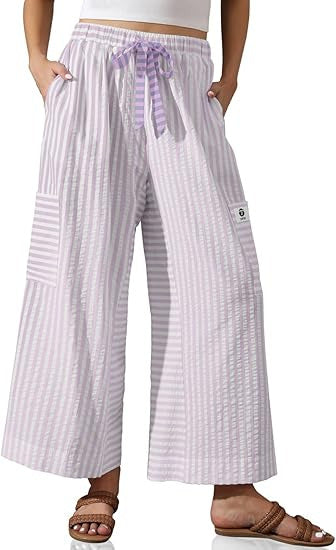 Damen Palazzo-Hose Gestreift Praktische Taschen Norvielle
