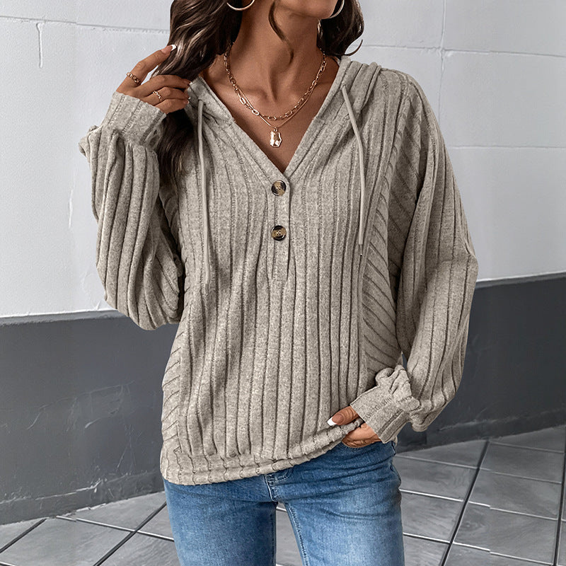 Damen Kapuzenpullover Strukturiertes Rippenmuster Norvielle