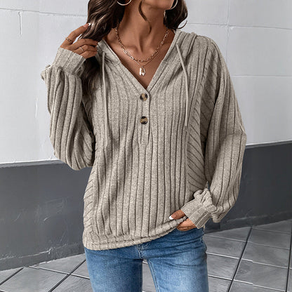 Damen Kapuzenpullover Strukturiertes Rippenmuster Norvielle