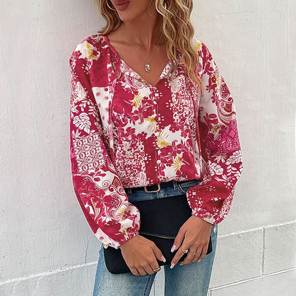 Damen Bluse mit floralem Muster Lässig