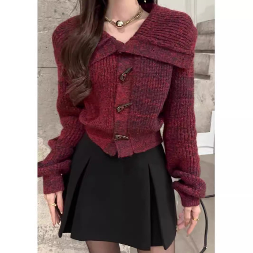 Damen Strickjacke mit Kragen und Knöpfen Norvielle - Norvielle